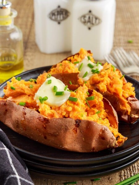 Baked Sweet Potatoes on a plate