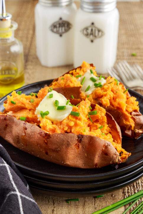 Baked Sweet Potatoes on a plate