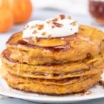 Fluffy Pumpkin Pancakes on a plate