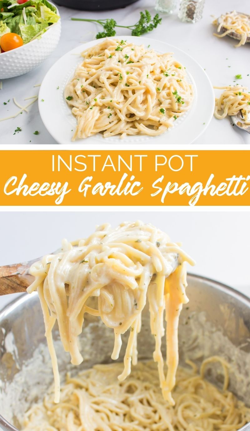 This Instant Pot Cheesy Garlic Butter Spaghetti recipe has the rich, creamy taste of Alfredo sauce, made in minutes! via @familyfresh
