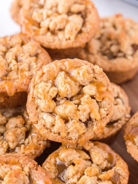 Mini Apple Crisp Cookie Cups on a plate