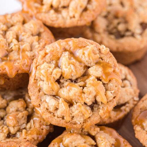 Mini Apple Crisp Cookie Cups on a plate