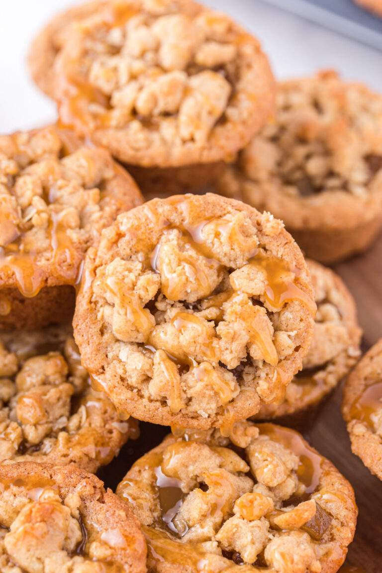Mini Apple Crisp Cookie Cups on a plate
