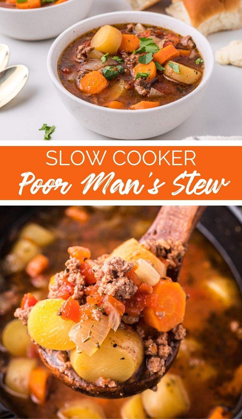 Looking for a budget friendly, flavor and nutrition meal? This Slow Cooker Poor Man's Stew is a hearty, delicious, low cost dish that can be easily made in a crockpot. via @familyfresh