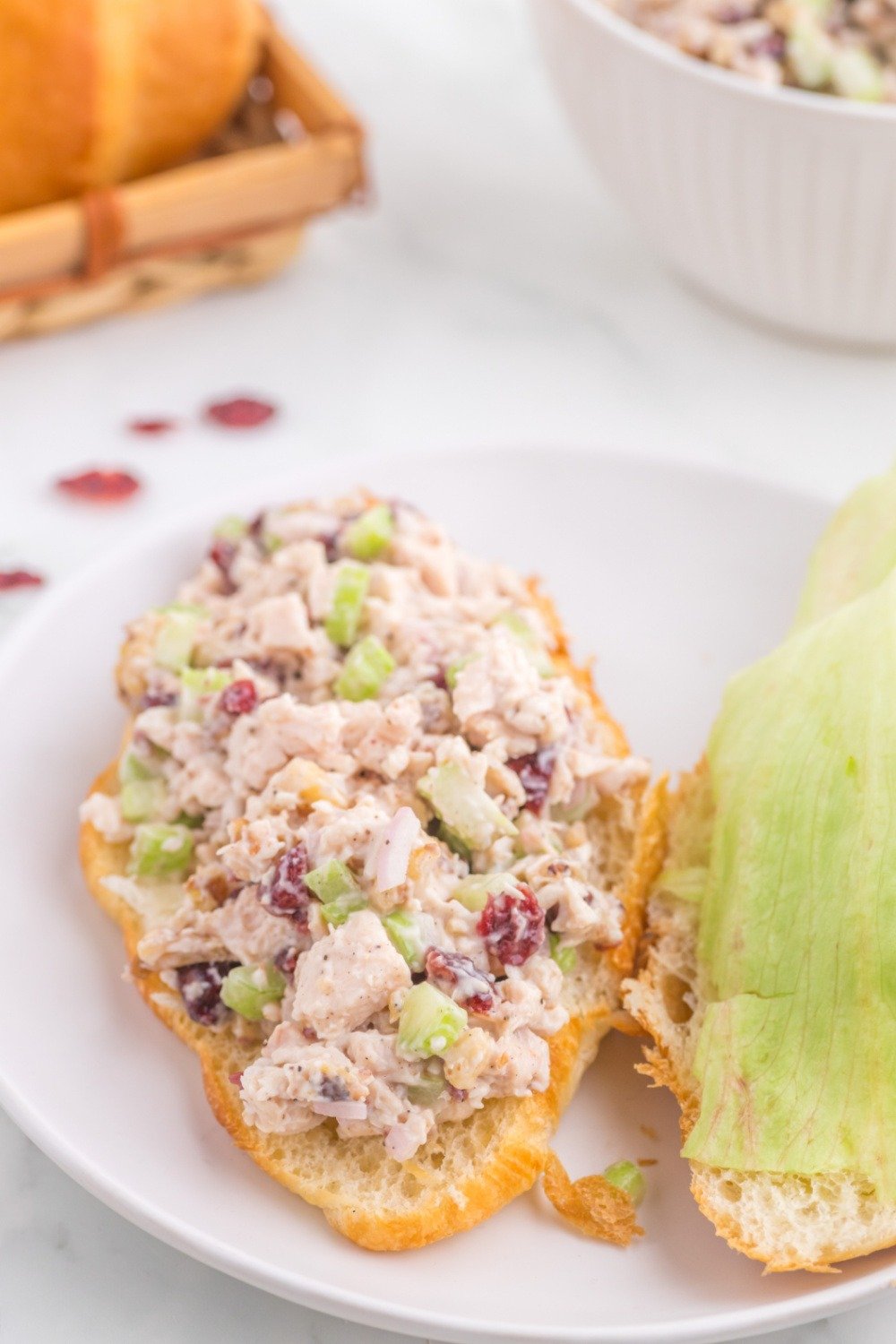 Cranberry Pecan Chicken Salad on a roll