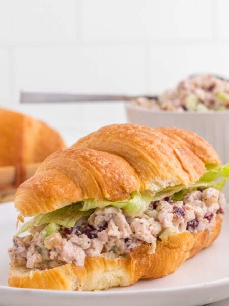 Cranberry Pecan Chicken Salad on a croissant