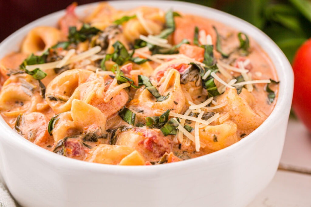 Creamy Tortellini Soup in a bowl