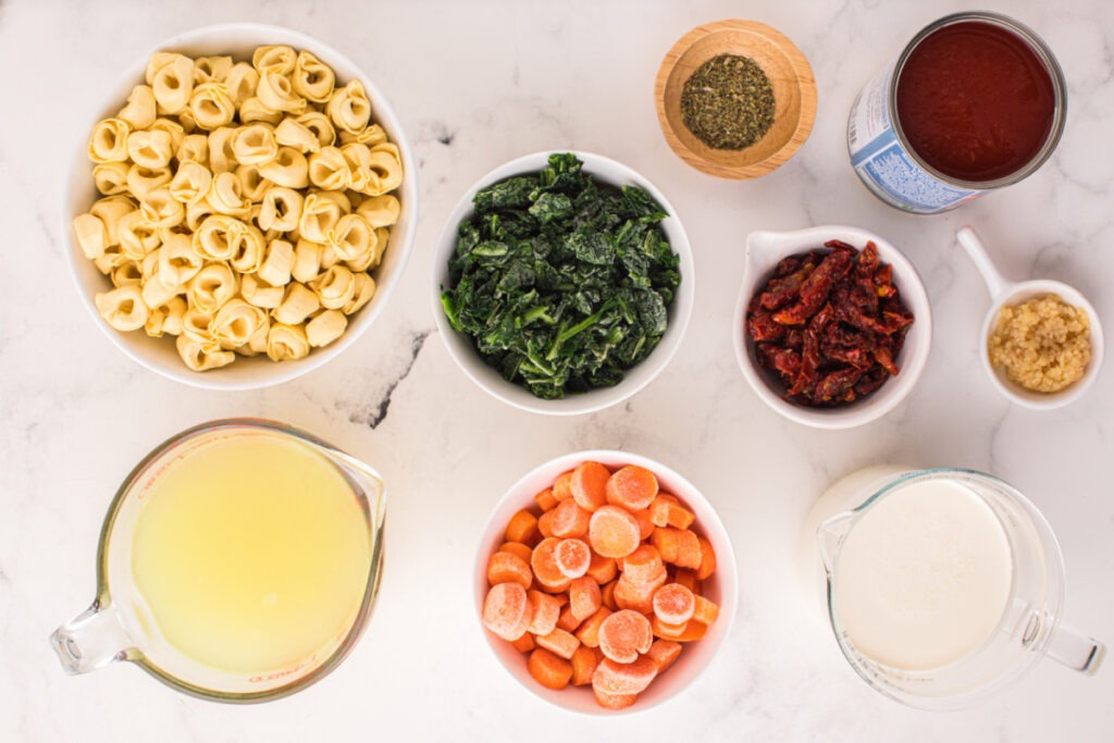 ingredients for creamy tortellini soup