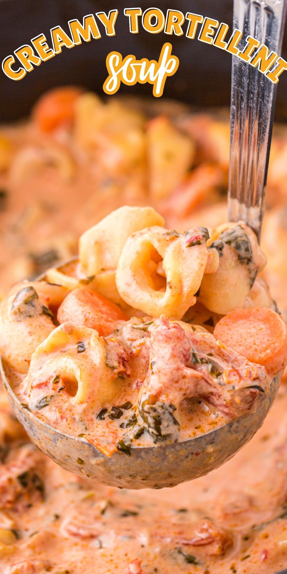 This Creamy Tortellini Soup combines the rich flavors of sun-dried tomatoes, savory cheesy tortellini, and creamy spinach. via @familyfresh