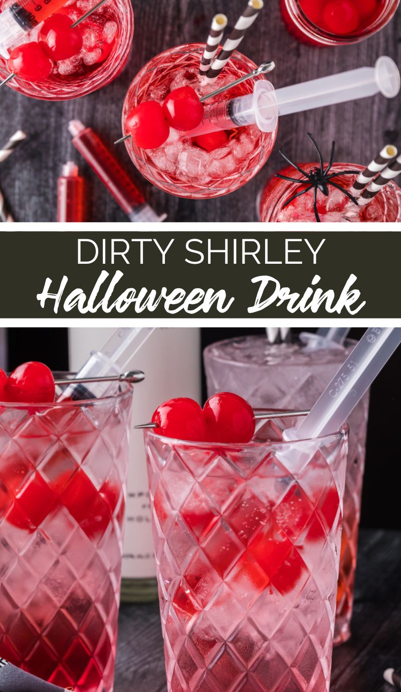 The Dirty Shirley Halloween Drink is a classic Shirley Temple elevated to a new adult favorite with the addition of Vodka. via @familyfresh
