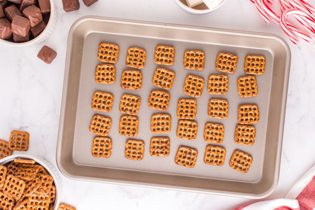 pretzels laid out on a baking sheet