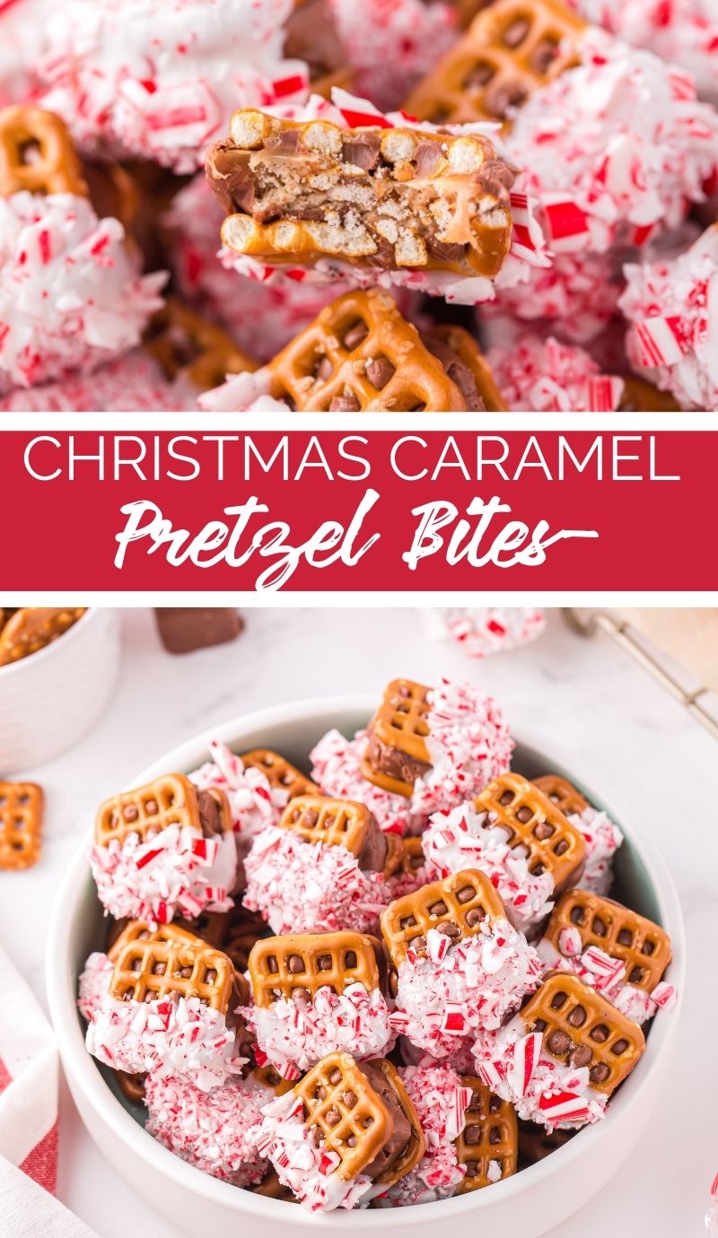 Sweet and salty, sticky and crunchy, these Christmas Caramel Pretzel Bites are everything you could want in a holiday snack. via @familyfresh