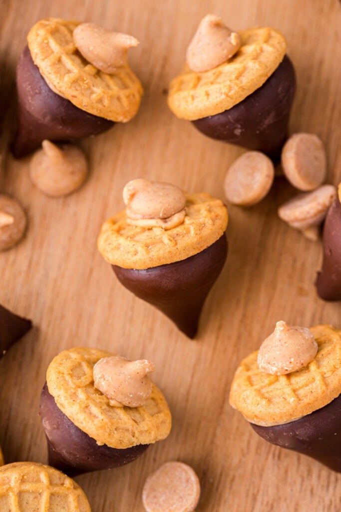 Easy Acorn Kiss Cookies on a platter