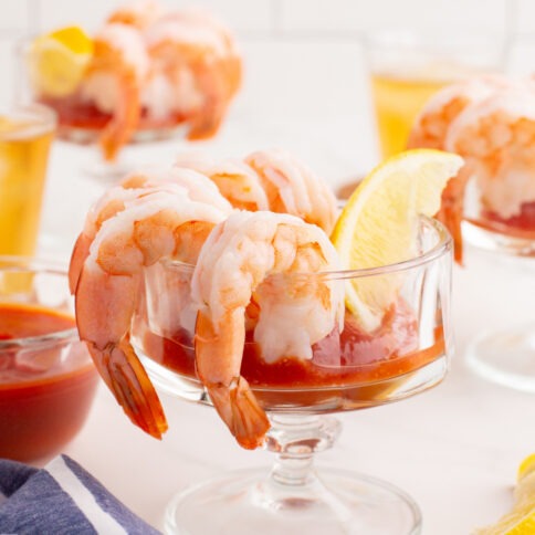 Easy Flavorful Shrimp Cocktail Recipe in serving cups