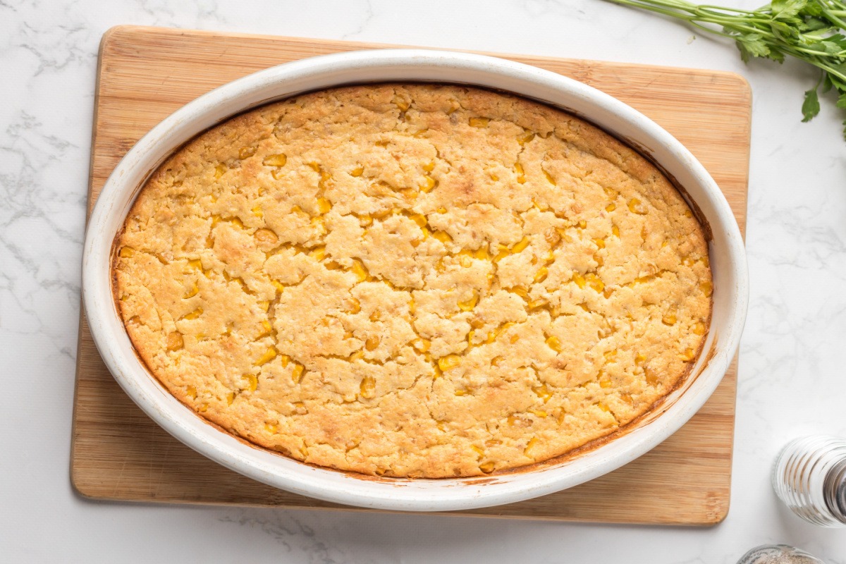 cooked casserole in baking dish