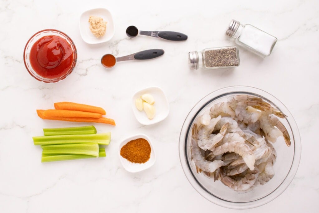 ingredients for Easy Flavorful Shrimp Cocktail 