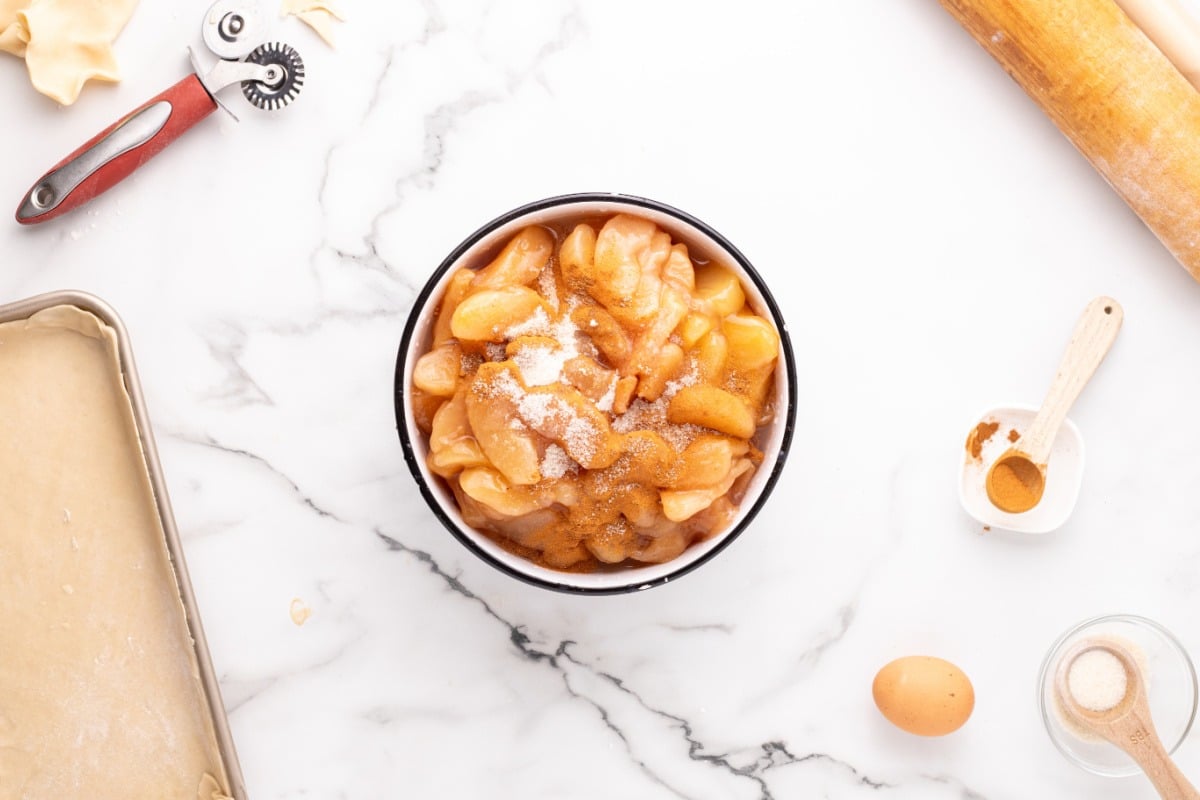 apple pie filling and spices in a bowl