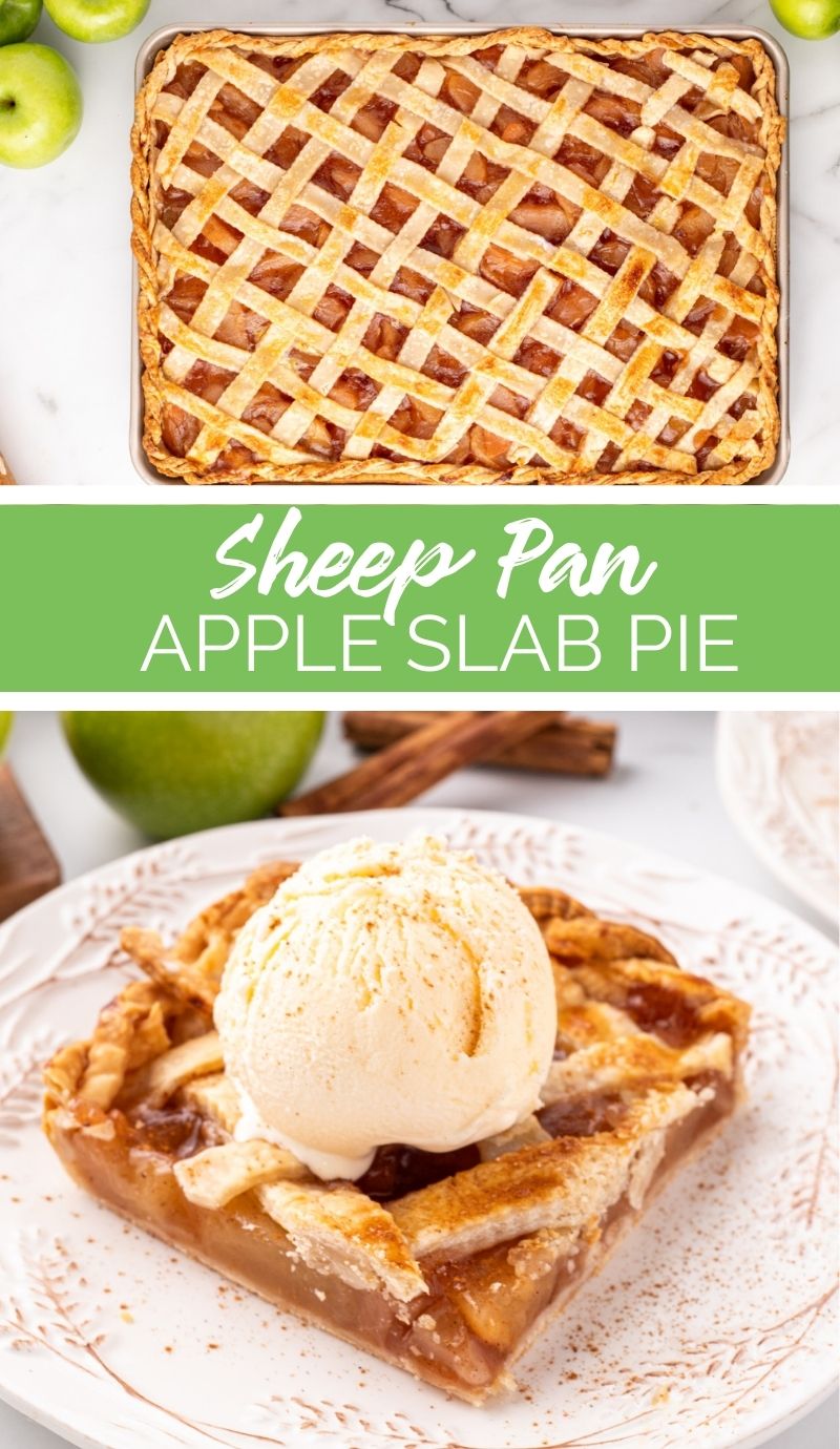 This mouthwatering Sheet Pan Apple Slab Pie, golden and delicious, fresh from the oven, and topped with a scoop of vanilla ice cream will be the perfect dessert this holiday season. via @familyfresh