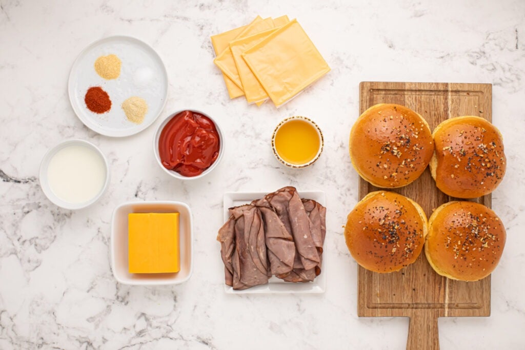 ingredients for Air Fryer Copycat Arbys Beef Sandwiches