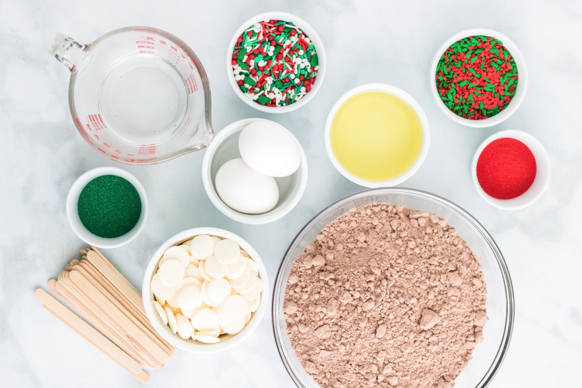 ingredients for Christmas Brownie Pops