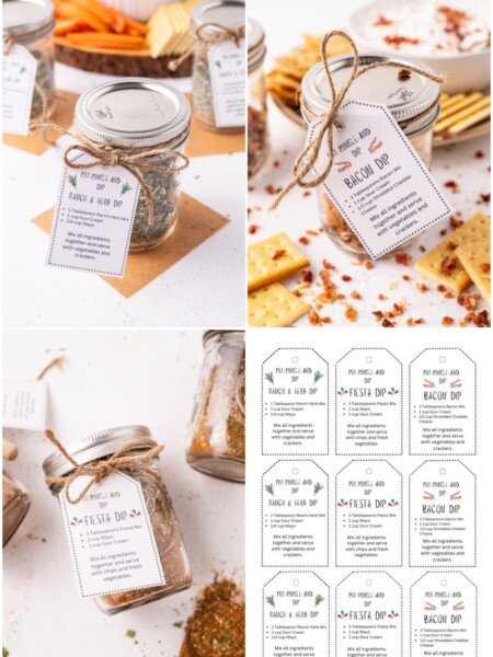 Mason Jar Dry Dip Mixes with Free Printable