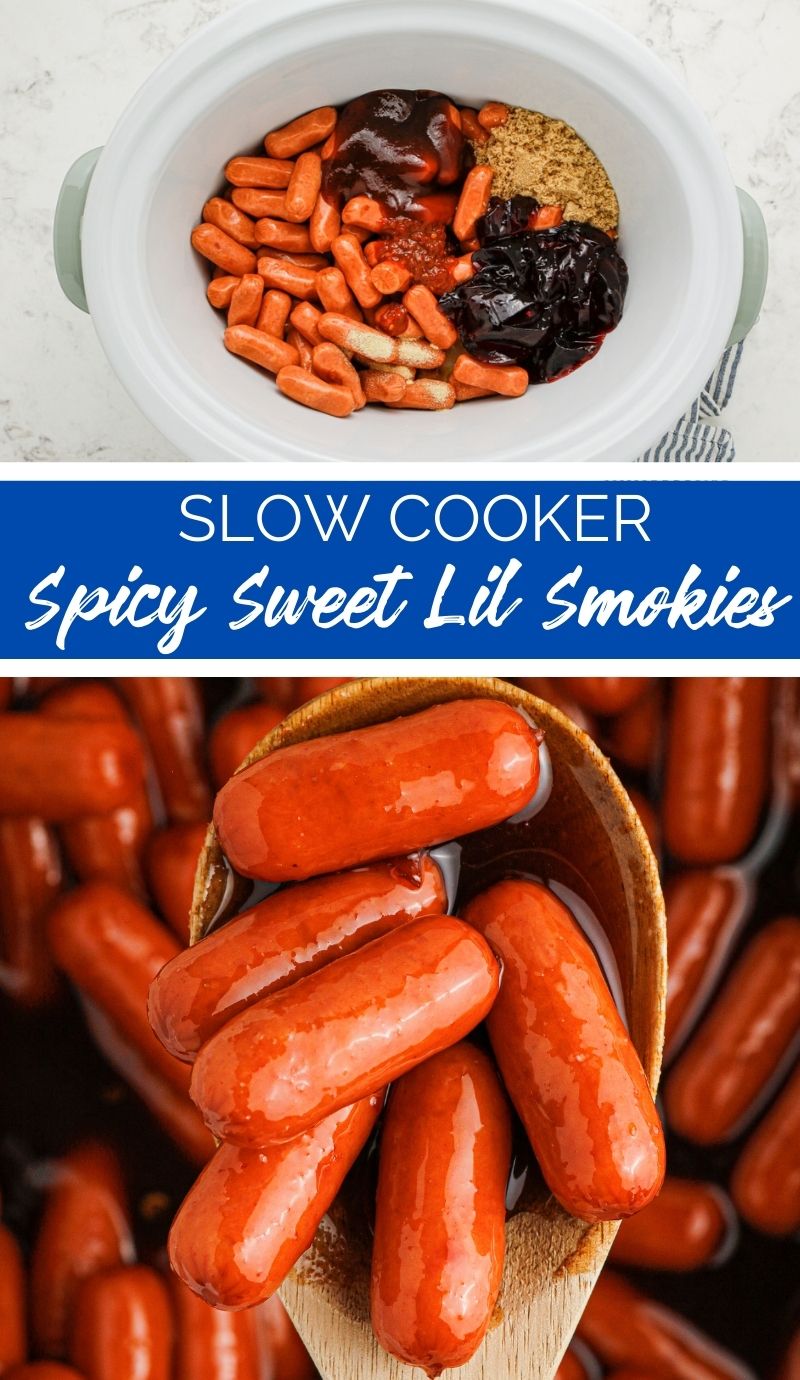 Slow Cooker Spicy Sweet BBQ Lil Smokies are perfect for when you have friends over for game day or just want something easy to make. via @familyfresh