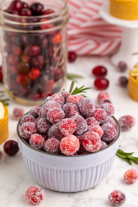 Easy Sugared Cranberries ina a dish