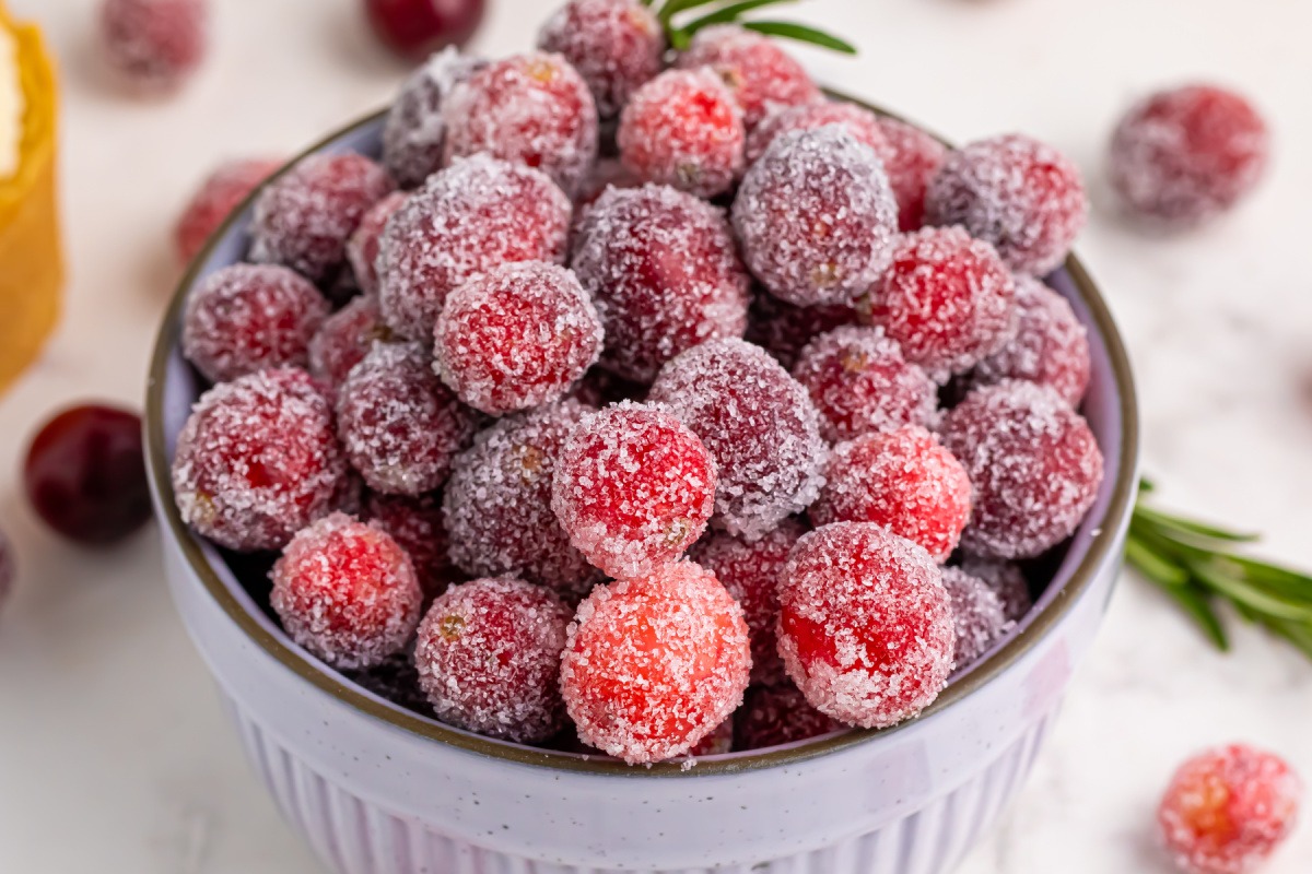 Sugared Cranberries in a bowl