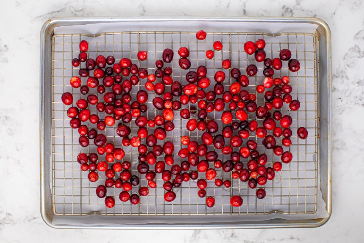 cranberries on a wire rack