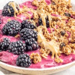 Blackberry Granola Smoothie Trencher in a white bowl