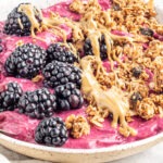 Blackberry Granola Smoothie Bowl in a white bowl