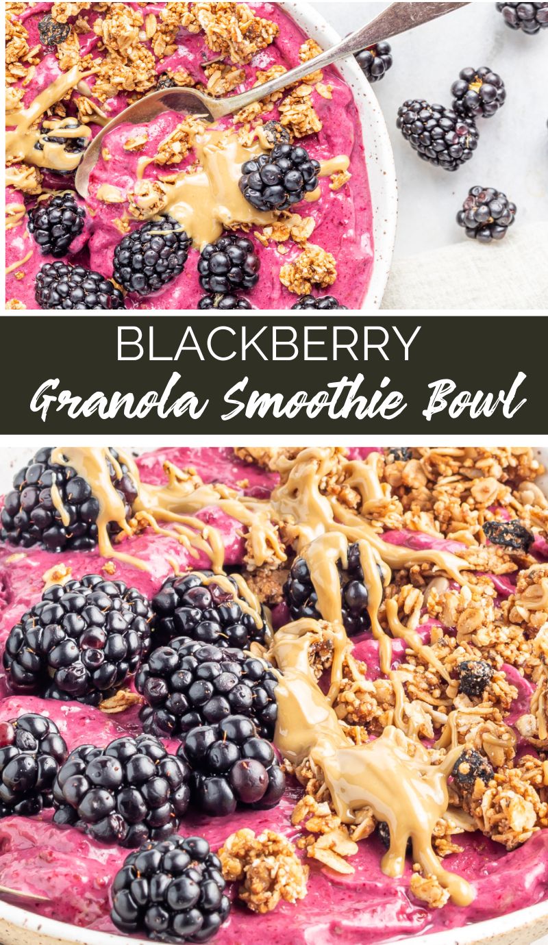 This Blackberry Granola Smoothie Bowl recipe is a perfect blend of taste and nutrition, with sweetness fresh fruit & protein. via @familyfresh