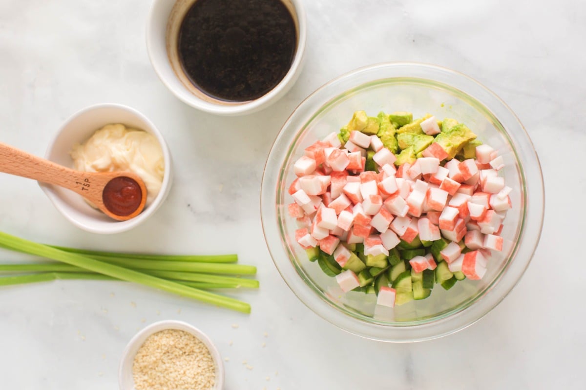 ingredients for California Roll Sushi Cups filling