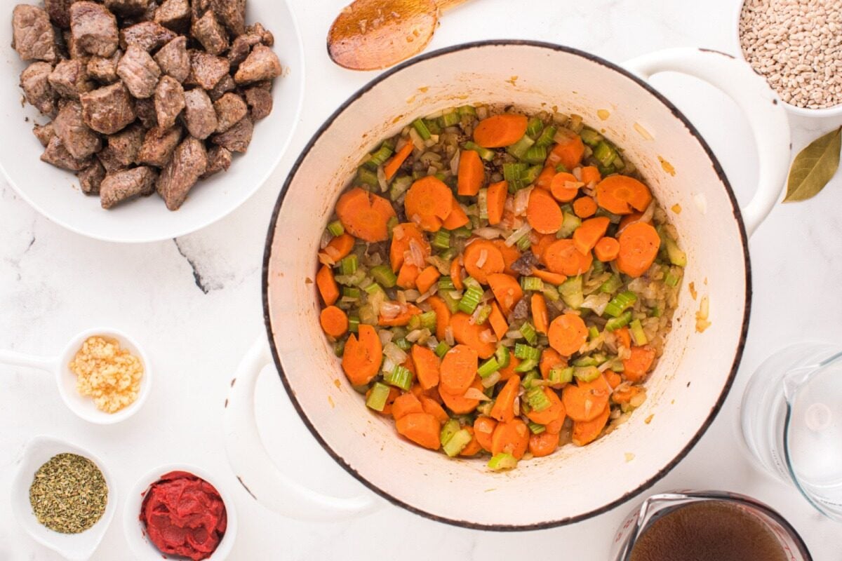 veggies cooked lanugo in a pot