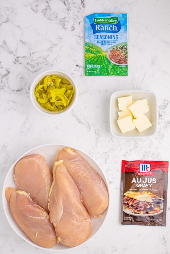 ingredients for Oven Baked Mississippi chicken