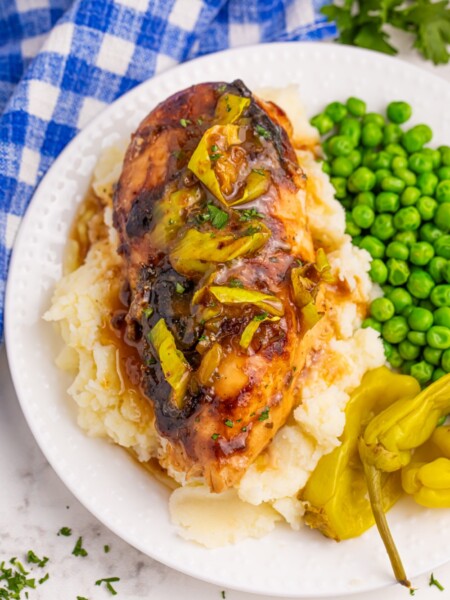 Oven Baked Mississippi chicken on a plate