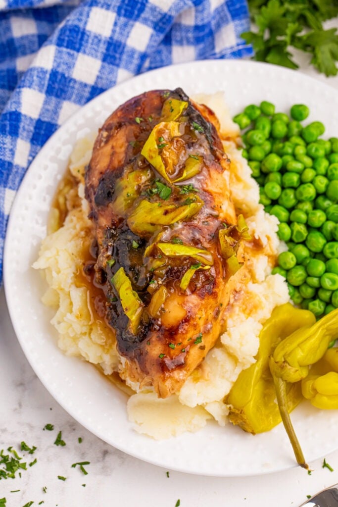 Oven Baked Mississippi chicken on a plate