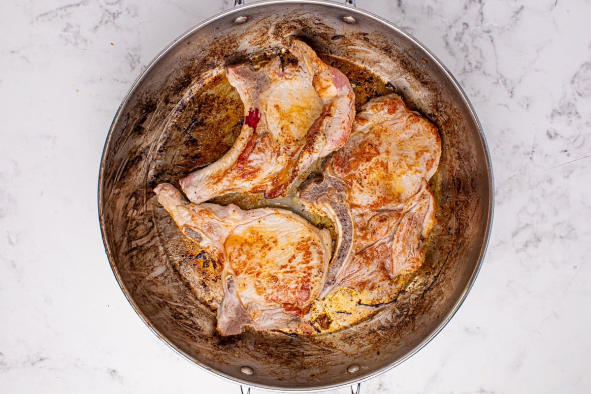 pork chops in a pan