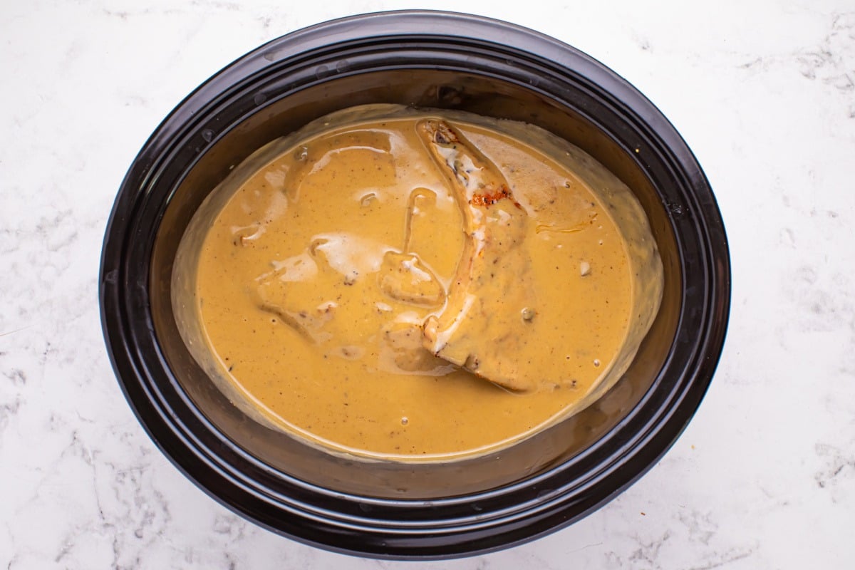 gravy added to slow cooker