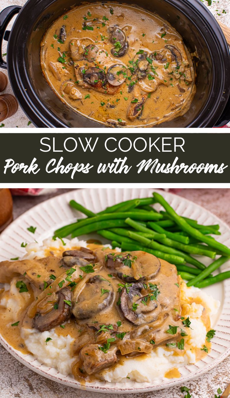 These Slow Cooker Pork Chops with Mushroom Gravy are comfort food at its finest. They’re juicy, creamy, flavorful, and super easy to make. via @familyfresh