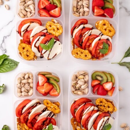 Caprese Easy Lunchbox Idea in 4 lunchboxes