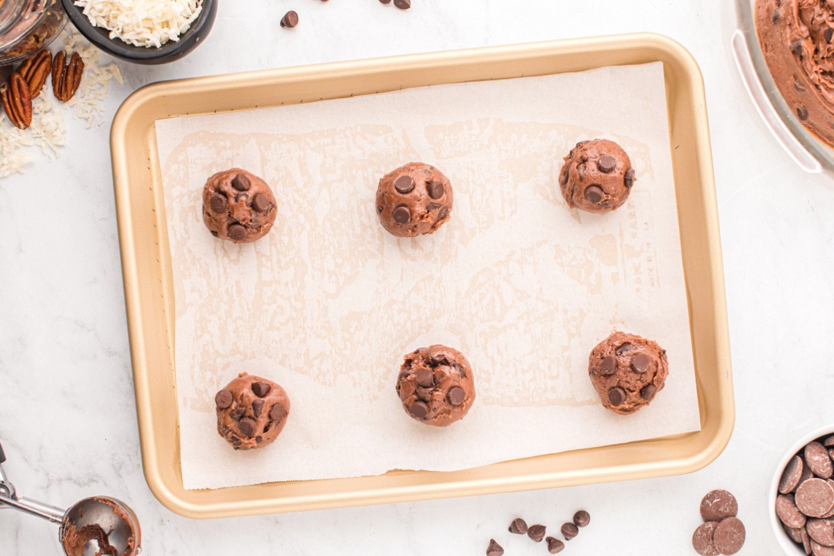 cookie dough on baking sheet