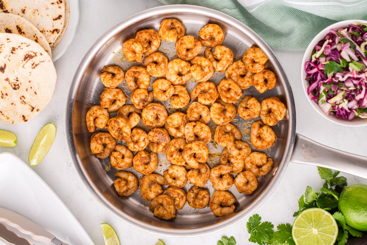 shrimp cooking in a pan