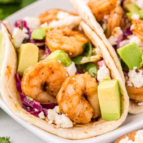 Baja Shrimp Tacos on a plate