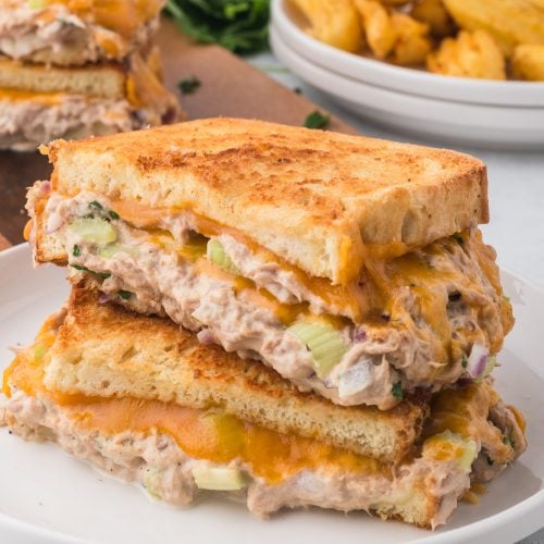 Air Fryer Tuna Melts on a plate