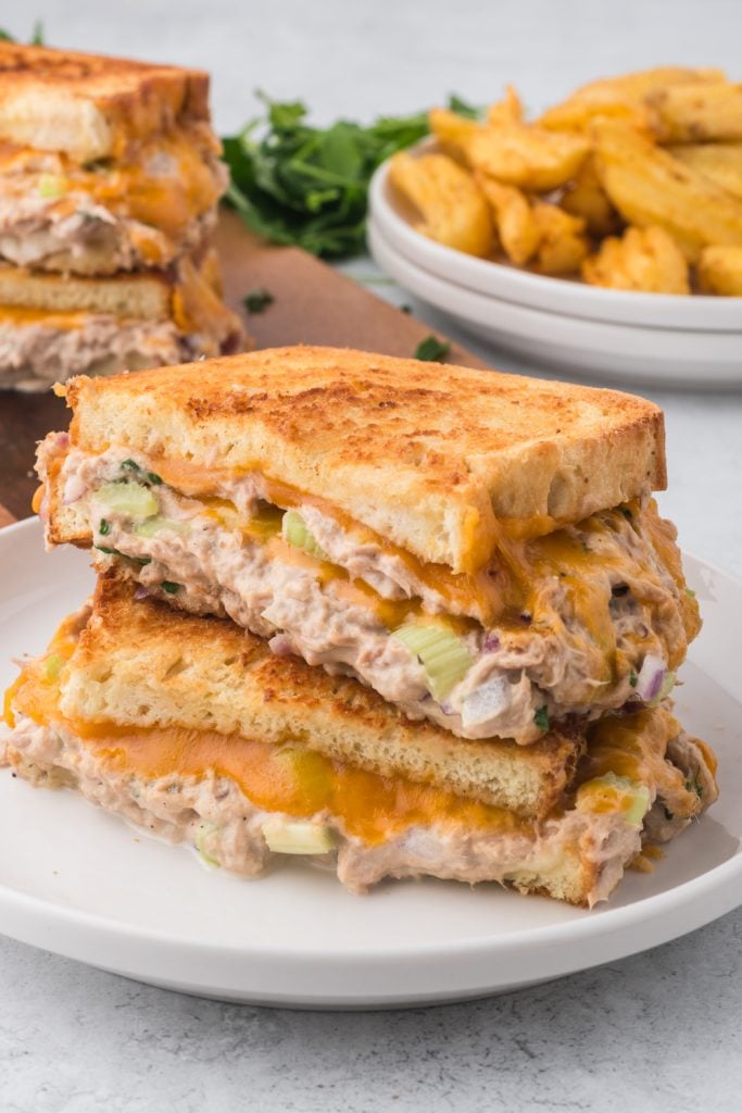 Air Fryer Tuna Melts on a plate