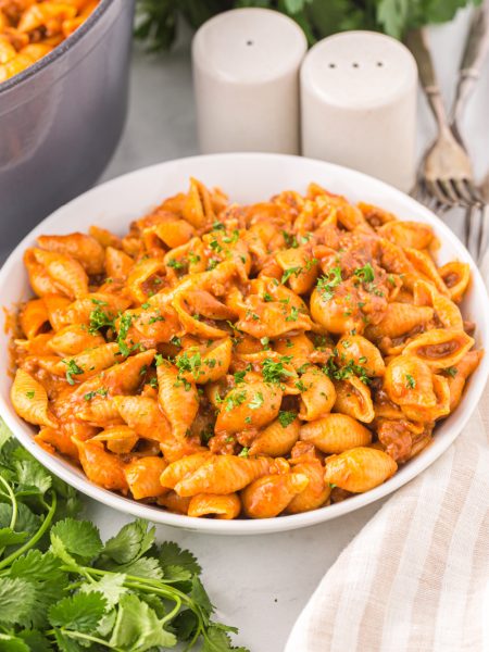 One Pot Taco Pasta Recipe in a bowl