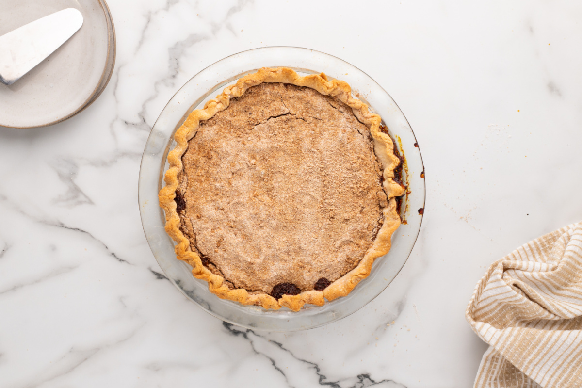 cooked pie in a pie dish