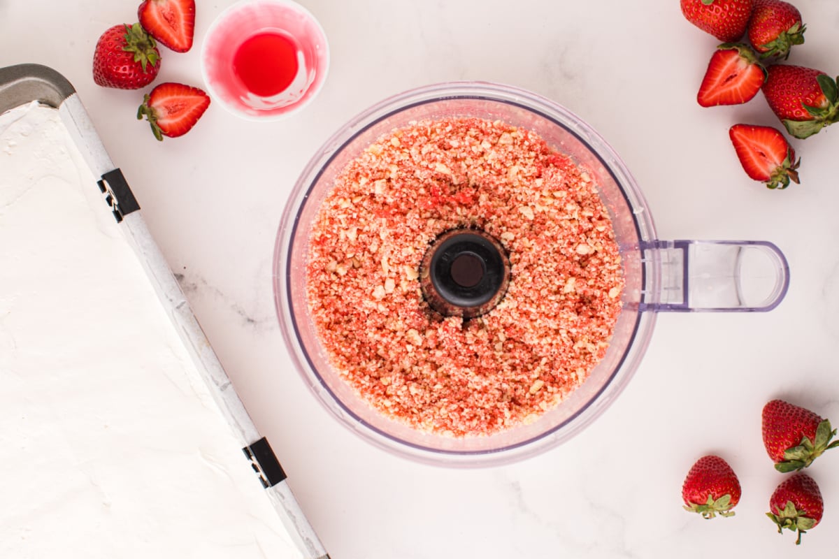 strawberry crumbs in food processor