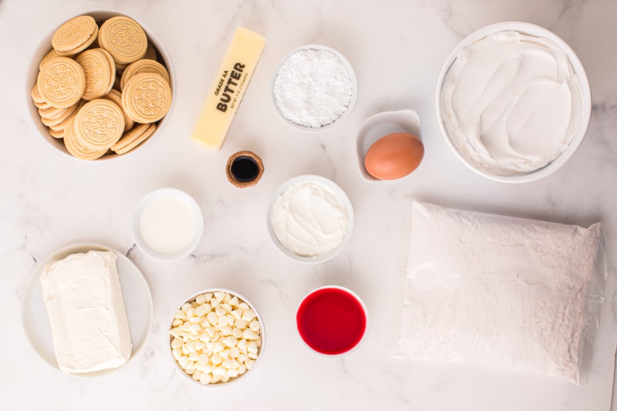 ingredients for Strawberry Crunch Brownies